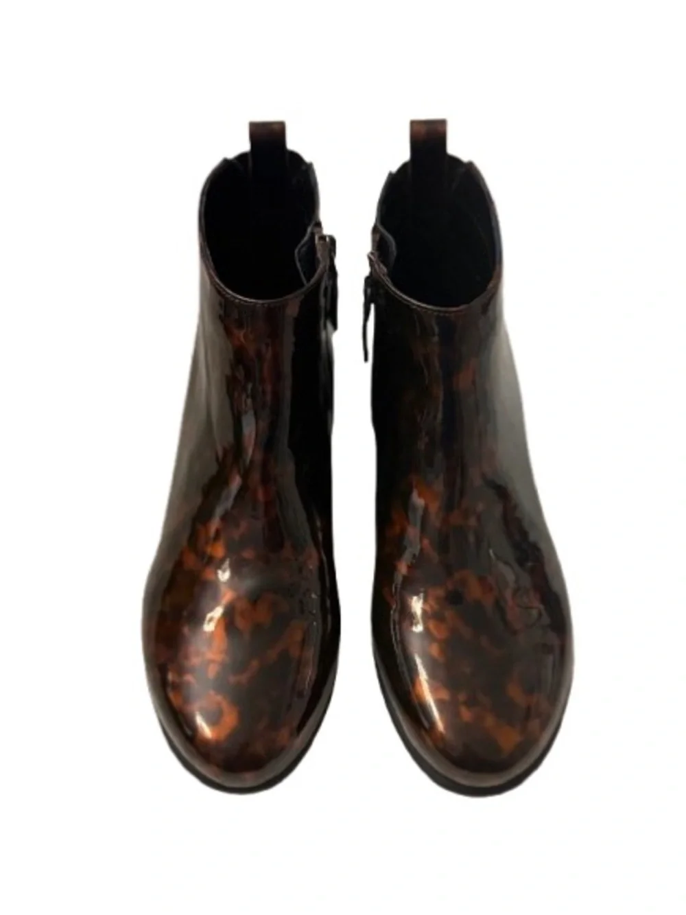 Aerosoles Spencer Tortoiseshell Rain Boots Women 7M Ankle Zip Waterproof NWOB
